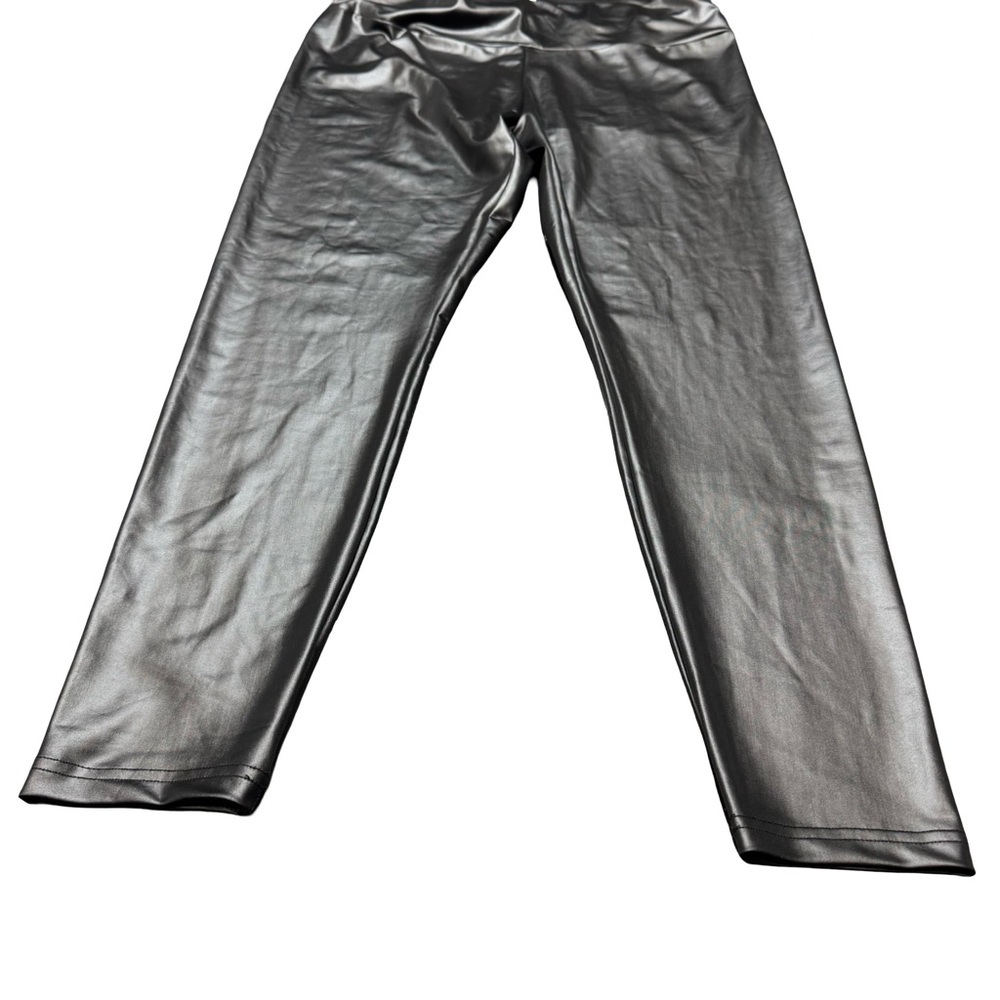 SHEIN Curve Metallic Black Leggings Womens XL High Waist Shimmer Pants EUC